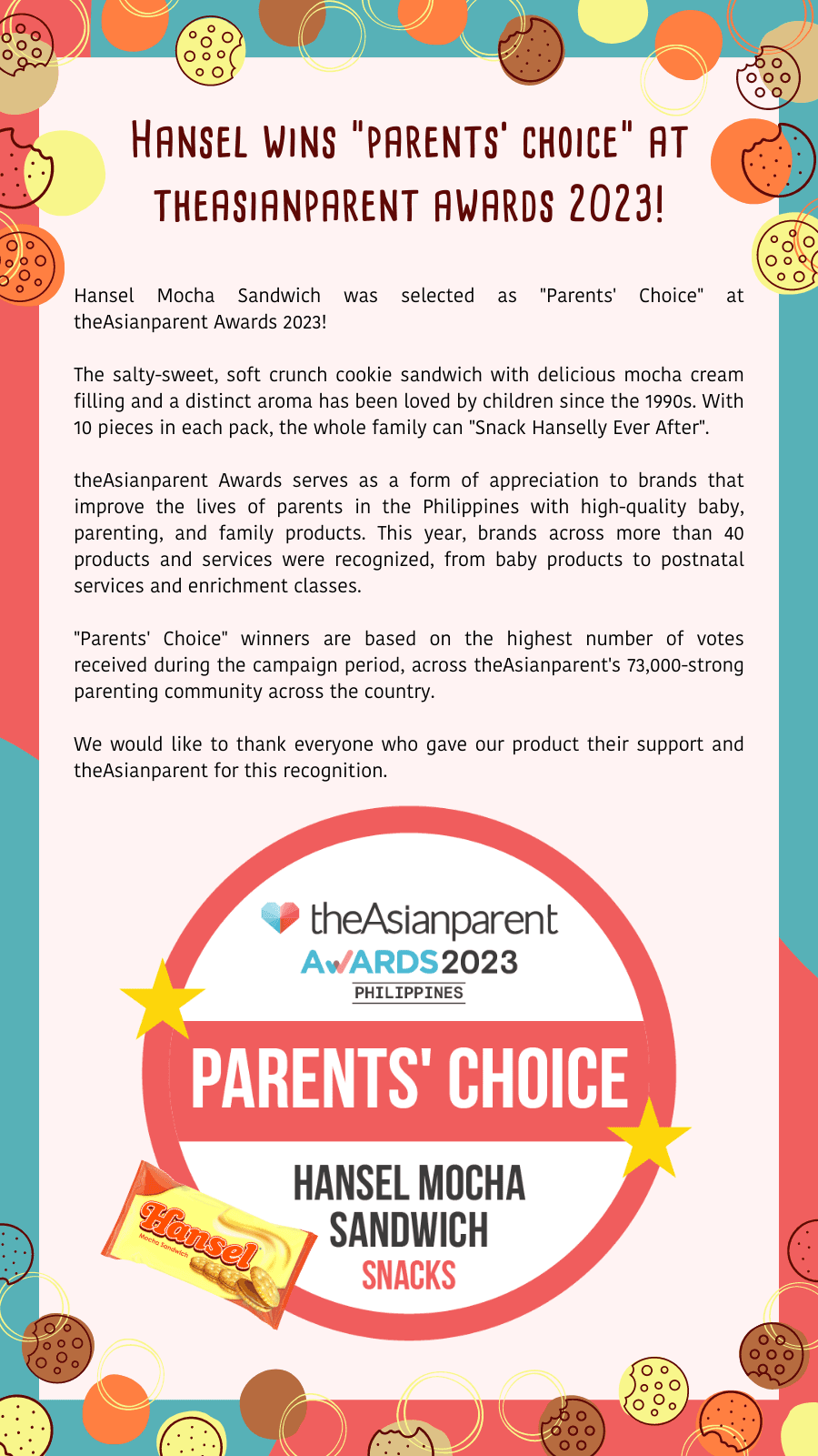 Hansel wins "Parents' Choice" at theAsianparent Awards 2023!