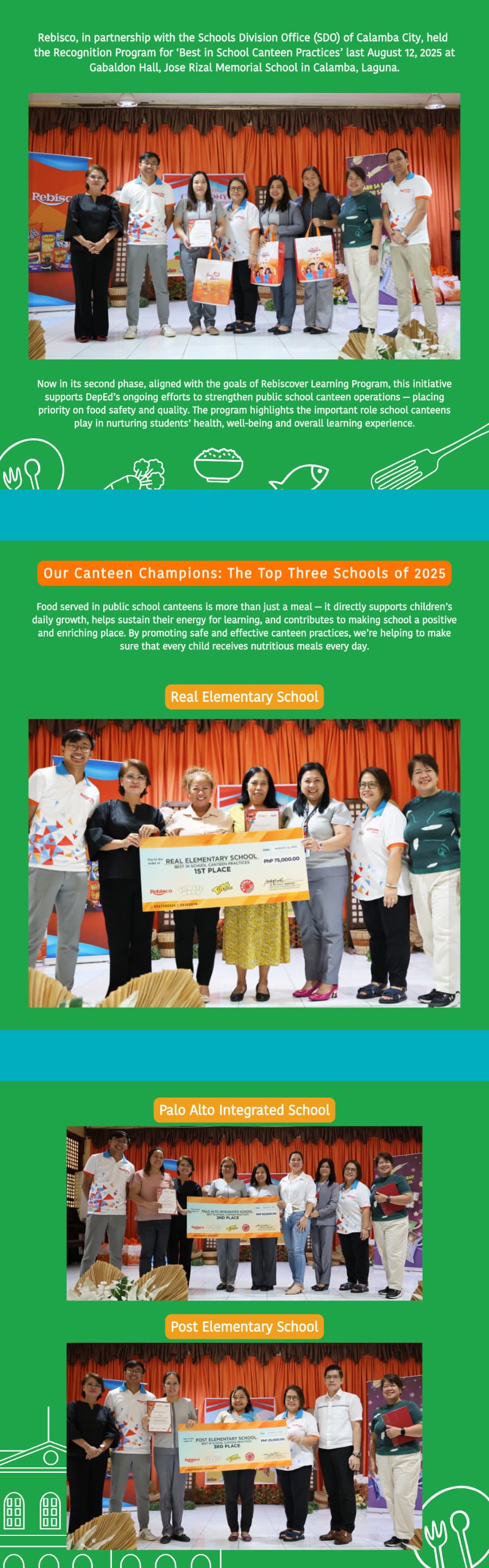 Rebisco Recognizes Excellence in Public School Canteen Practices