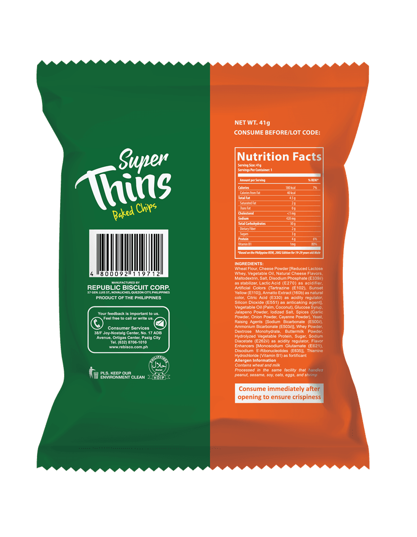 Super Thins Cheesy Jalapeno Baked Chips gallery image 1